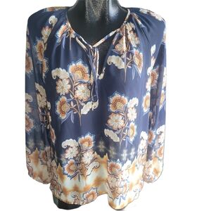 Liverpool Los Angeles Floral Paisley Print Boho Chic Blouse S